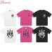 AMIRI Gothic Flame Logo Short Sleeve T‑Shirt, White Pink Black #A68040