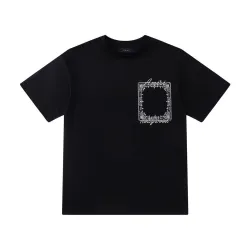 Amiri Bandana Patchwork Short‑Sleeve Tee, Brown, Black #A68247