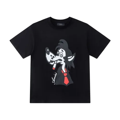 Amiri Cartoon Wolf Graphic Short‑Sleeve Tee, Black #A68249