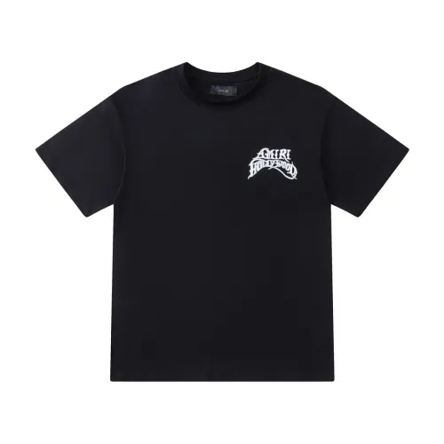 Amiri Hollywood Gothic Logo Short‑Sleeve Tee, White, Black #A68245