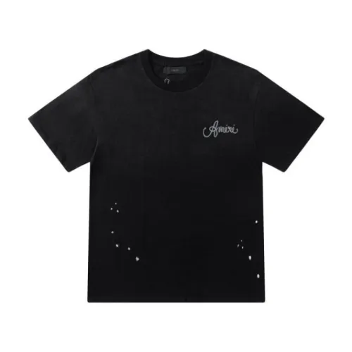 Black Distressed AMIRI Art Design Studio Tee With Los Angeles 90210 Print #B54356