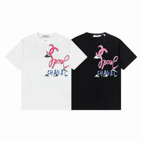 Chanel T-Shirts Color logo Black/White #B46844