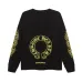 Chrome Hearts Long Sleeve Tee Gold Horseshoe Floral Print Logo Black #A68790