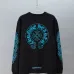 Chrome Hearts Long Sleeve T-shirt Horseshoe Cross Logo Print, Turquoise Blue, Black #A68766