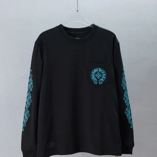 Chrome Hearts Long Sleeve T-shirt Horseshoe Cross Logo Print, Turquoise Blue, Black #A68766