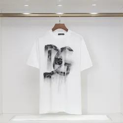 D&G T-Shirts for MEN Embroidered Cotton Tees White/Black #B48476