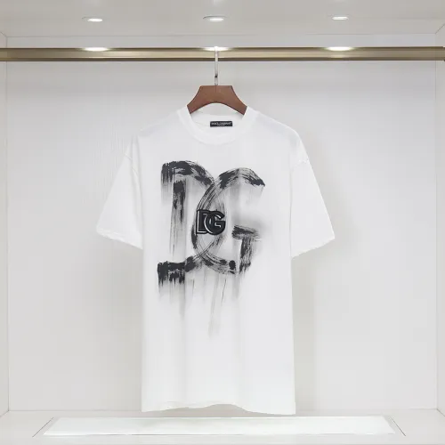 D&G T-Shirts for MEN Embroidered Cotton Tees White/Black #B48476