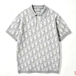 Dior All‑Over Oblique Jacquard Knit Short Sleeve Polo Shirt #A67667