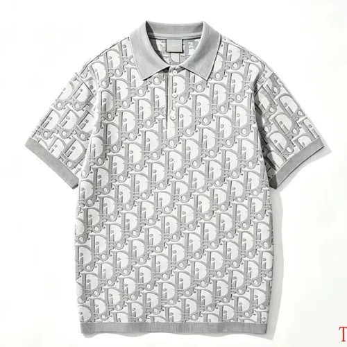 Dior All‑Over Oblique Jacquard Knit Short Sleeve Polo Shirt #A67667