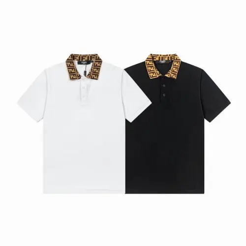 Fendi T-shirts Polo for men Printed collar Black/White #B46589