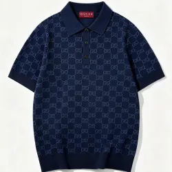 Gucci All‑Over GG Jacquard Knit Short Sleeve Polo Shirt #A67668
