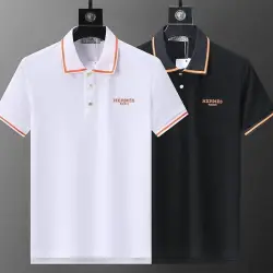HERMES T-shirts for HERMES Polo Shirts Buttons Black/WhitePolo Shirts #B46602