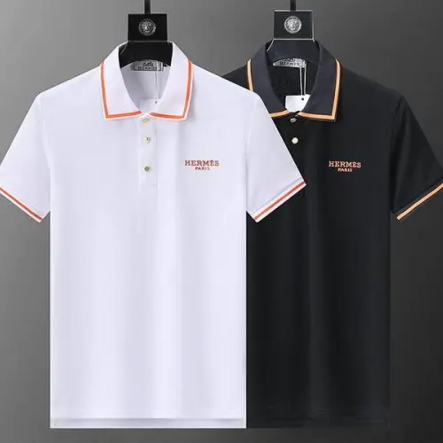 HERMES T-shirts for HERMES Polo Shirts Buttons Black/WhitePolo Shirts #B46602