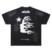 Hellstar Black T - Shirt With Star Flame Face Graphic And Brand Logo Design #B54347