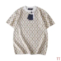 Louis Vuitton 26SS Allover Monogram Jacquard Knit Short Sleeve Tee, Cream Brown #A69049