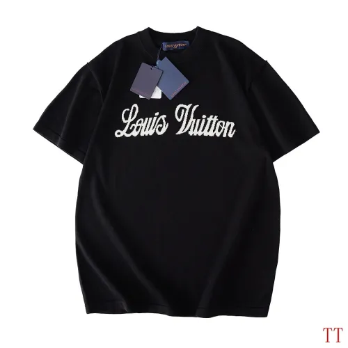 Louis Vuitton Chest Logo Jacquard Knit Short Sleeve Tee, Black #A69043