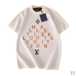 Louis Vuitton Gradient Jacquard Knit Short Sleeve Tee, Off White Orange Letter #A69050