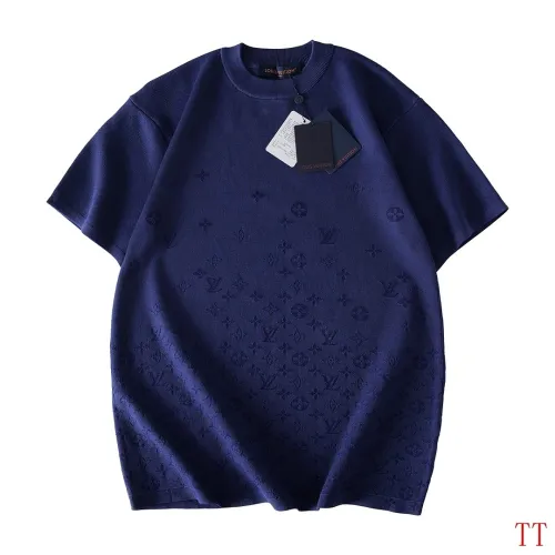 Louis Vuitton Gradient Letter Jacquard Knit Short Sleeve Tee, Navy Blue #A69051