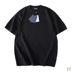 Louis Vuitton New Embossed All Over Monogram Knit Short Sleeve Tee, Black #A69045