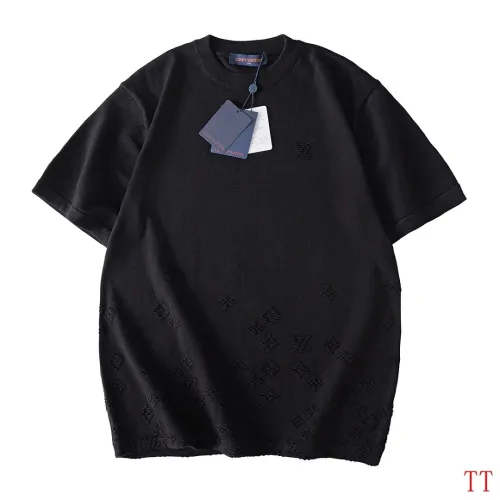 Louis Vuitton New Embossed All Over Monogram Knit Short Sleeve Tee, Black #A69045