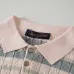 Louis Vuitton Striped Cable Knit Short Sleeve Polo Shirt, Pink Grey #A69052
