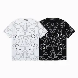 Louis Vuitton T-Shirts for AAAA Louis Vuitton T-Shirts embroidery Black/White #B46705