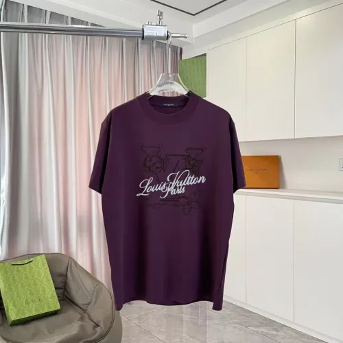 Stylish Louis Vuitton T Shirt With Artistic Sketch Style Brand Print Black/White/Purple/Light Blue #B54302