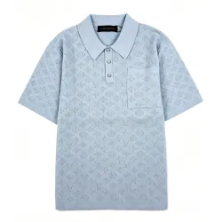 LV Hollow‑Out Jacquard Knit Short‑Sleeve Polo Shirt #A67687
