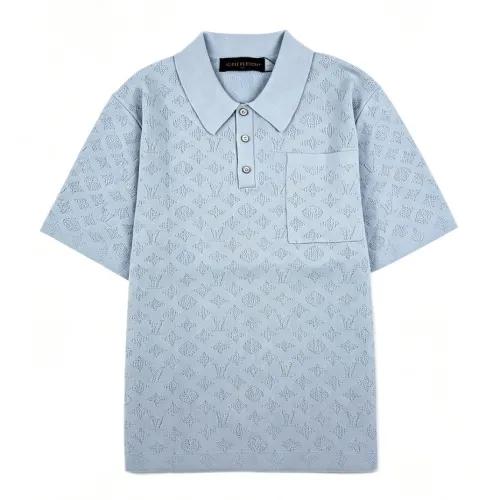 LV Hollow‑Out Jacquard Knit Short‑Sleeve Polo Shirt #A67687