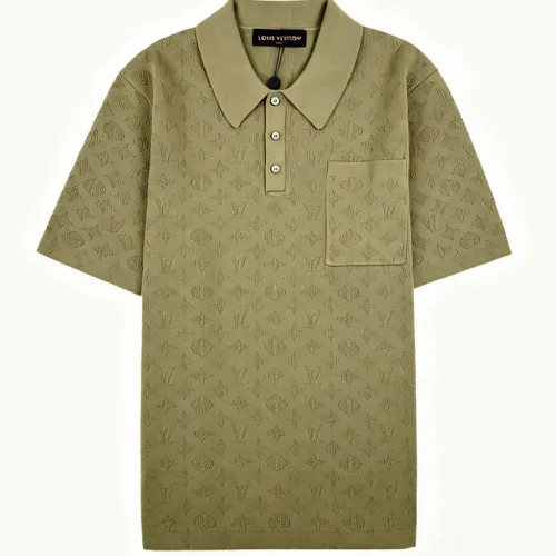LV Hollow‑Out Jacquard Knit Short‑Sleeve Polo Shirt #A67688