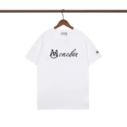 Moncler T-shirts for men  logo-embroidered Cotton Black/White #B48487