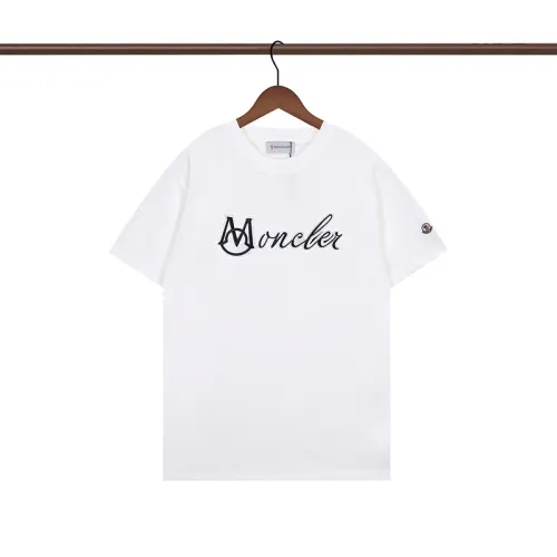 Moncler T-shirts for men  logo-embroidered Cotton Black/White #B48487