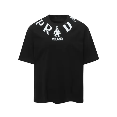 PRADA Short Sleeve Shirts for Men Cotton Milano Black/White #B48887