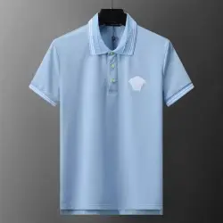 Versace T-Shirts Polo for Men t-shirts blue Buttons  #B46645