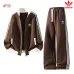 Adidas Trefoil Collared Zip Tracksuit Set Jacket & Pants Black,White,Grey,Brown #A69576