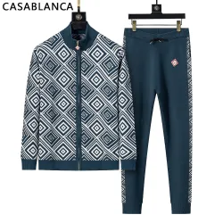 Casablanca Men Geometric Jacquard Knit Tracksuit Teal #A69321