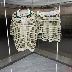 Casablanca Striped Knit Polo Cardigan Shorts Two‑Piece Set #A67664