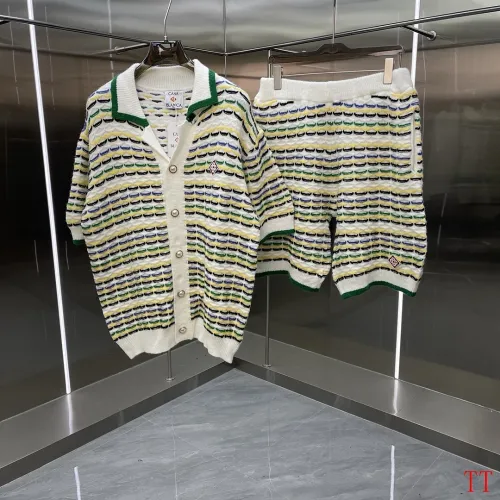 Casablanca Striped Knit Polo Cardigan Shorts Two‑Piece Set #A67664