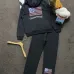 Chrome Hearts USA Flag Print Hoodie Tracksuit Set Top & Pants Oatmeal,Black #A69588
