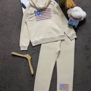 Chrome Hearts USA Flag Print Hoodie Tracksuit Set Top & Pants Oatmeal,Black #A69588