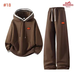 Hermes Patch Logo Hoodie Tracksuit Set Top & Pants White,Brown,Black,Dark Grey #A69579