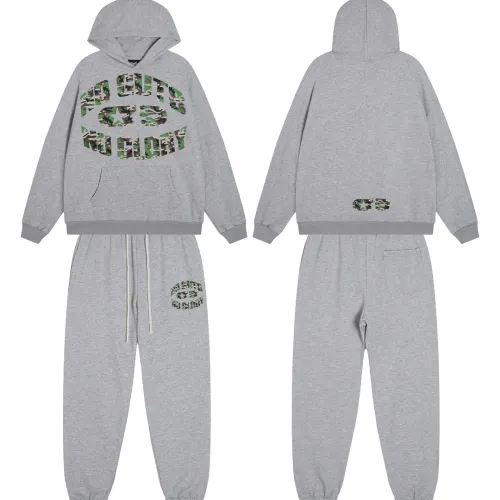 Hellstar Hoodie & Jogger 2 Piece Matching Tracksuit Green Graphic Print Heather Grey #A68780