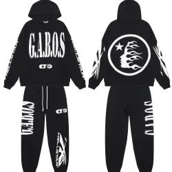 Hellstar Hoodie & Jogger 2 Piece Set G.A.B.O.S Graphic Print Black #A68783