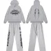 Hellstar Hoodie & Wide Leg Pant 2 Piece Set Flame Graphic Heather Grey, Black #A68782