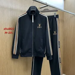 Louis Vuitton Embroidered Tracksuit Set Jacket & Pants Black #A69562 Louis Vuitton Embroidered Tracksuit Set Jacket & Pants Black #A69562