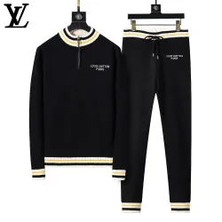 Louis Vuitton Men Half Zip Knit Tracksuit Teal, Black #A69315