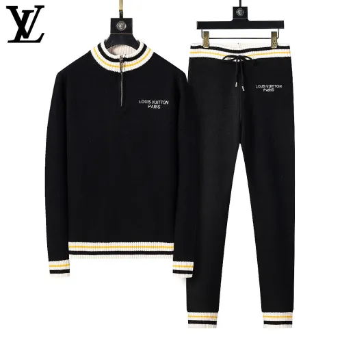 Louis Vuitton Men Half Zip Knit Tracksuit Teal, Black #A69315