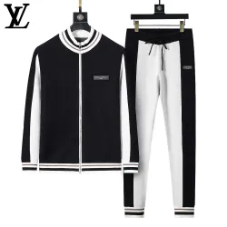 Louis Vuitton Men Zip Knit Tracksuit Black, Navy #A69319