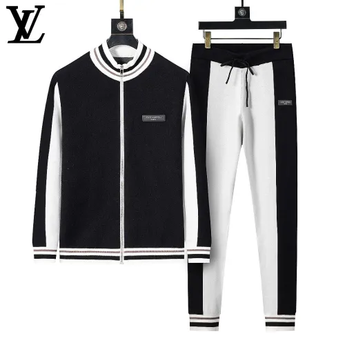 Louis Vuitton Men Zip Knit Tracksuit Black, Navy #A69319