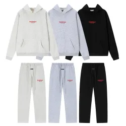 Essentials Fear Of God Hoodie Tracksuit Men Letter Print Hoodie & Straight Sweat Pants Outfit Set #A67428